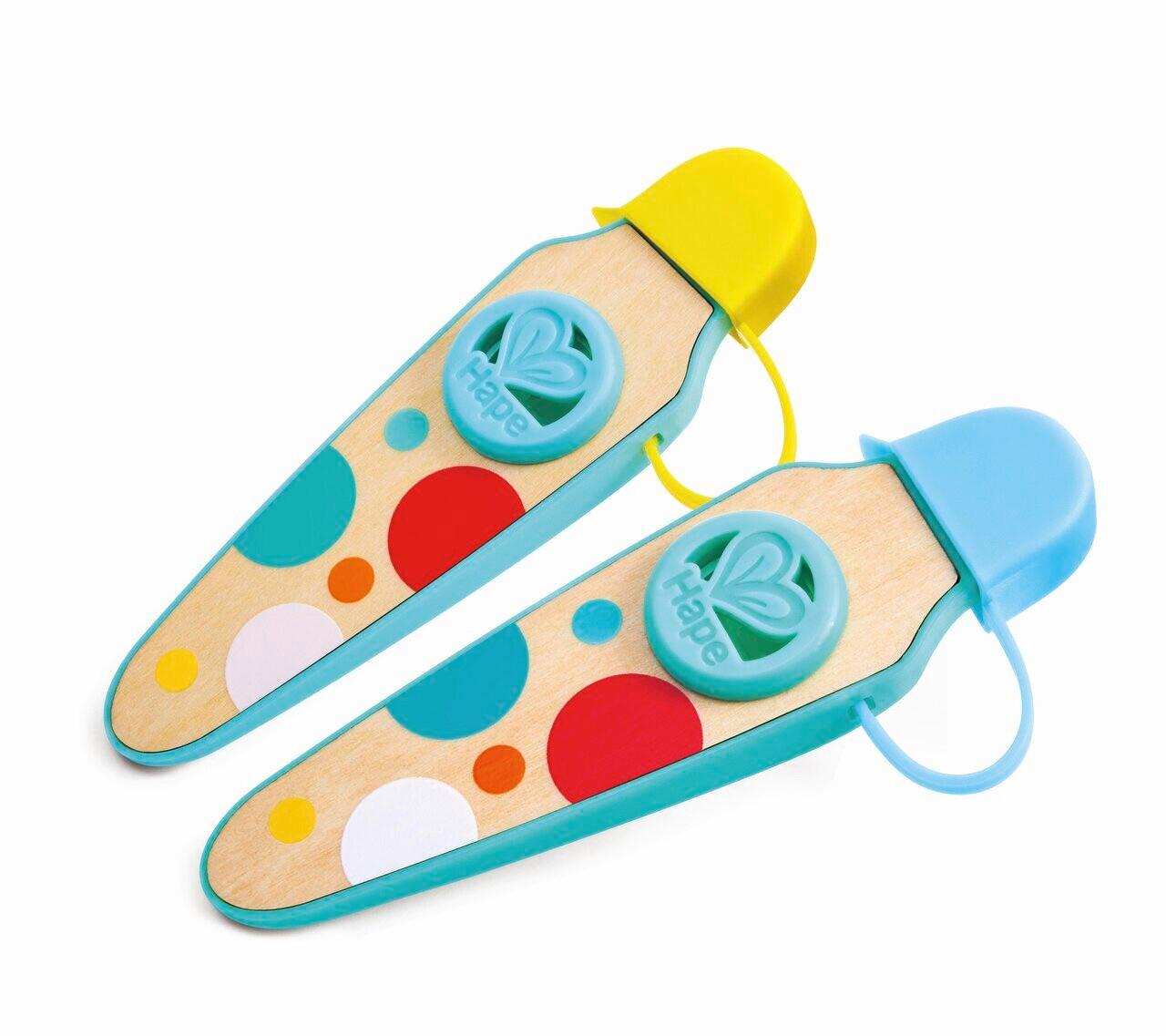 Mini Fuvola Hape - sárga/világoskék, Basics, műanyag/faalapú anyag (4,5/11/2cm) - Hape