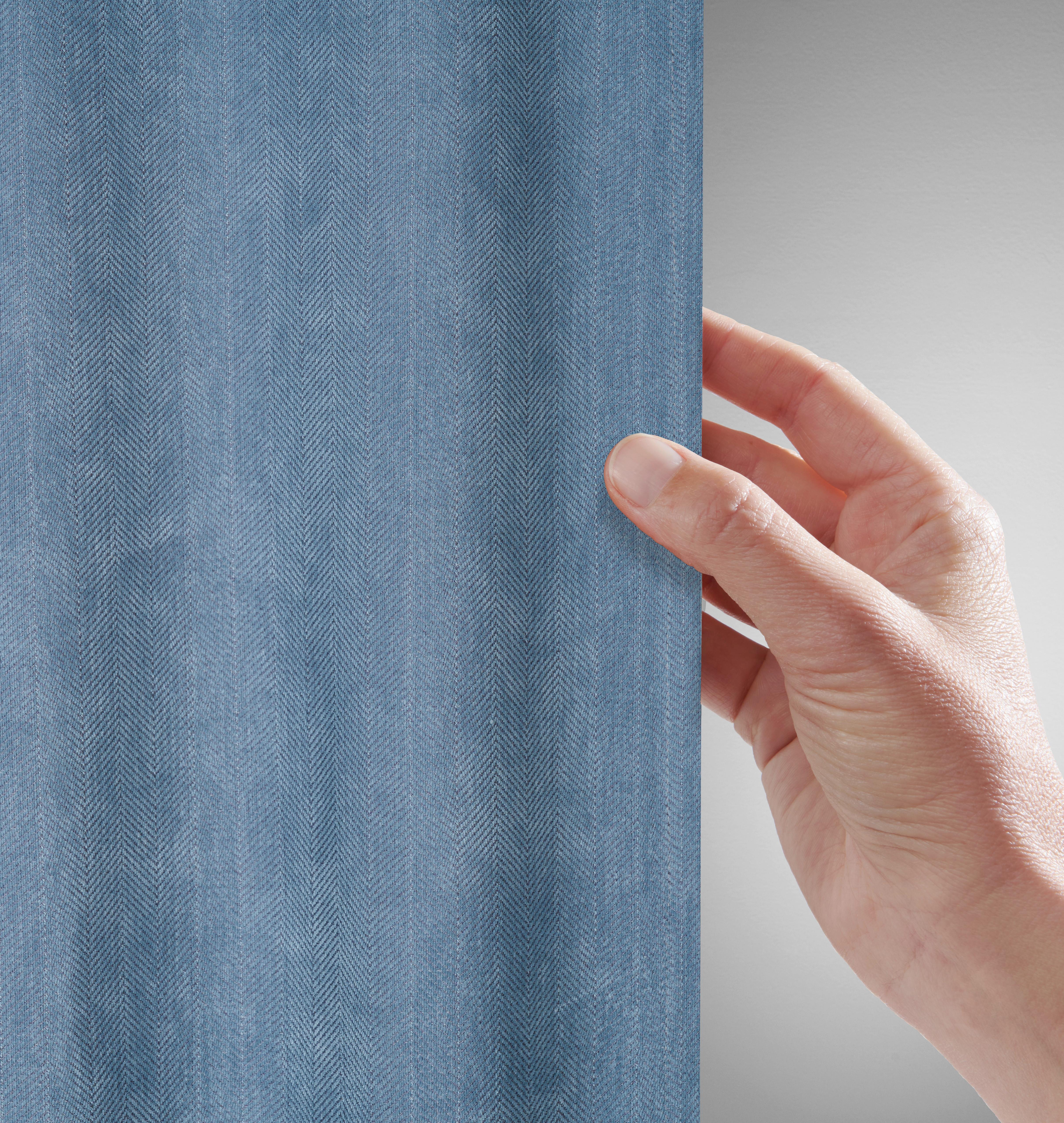 GARDINLÄNGD LINUS - blå, Design, textil (140/255cm) - Premium Living