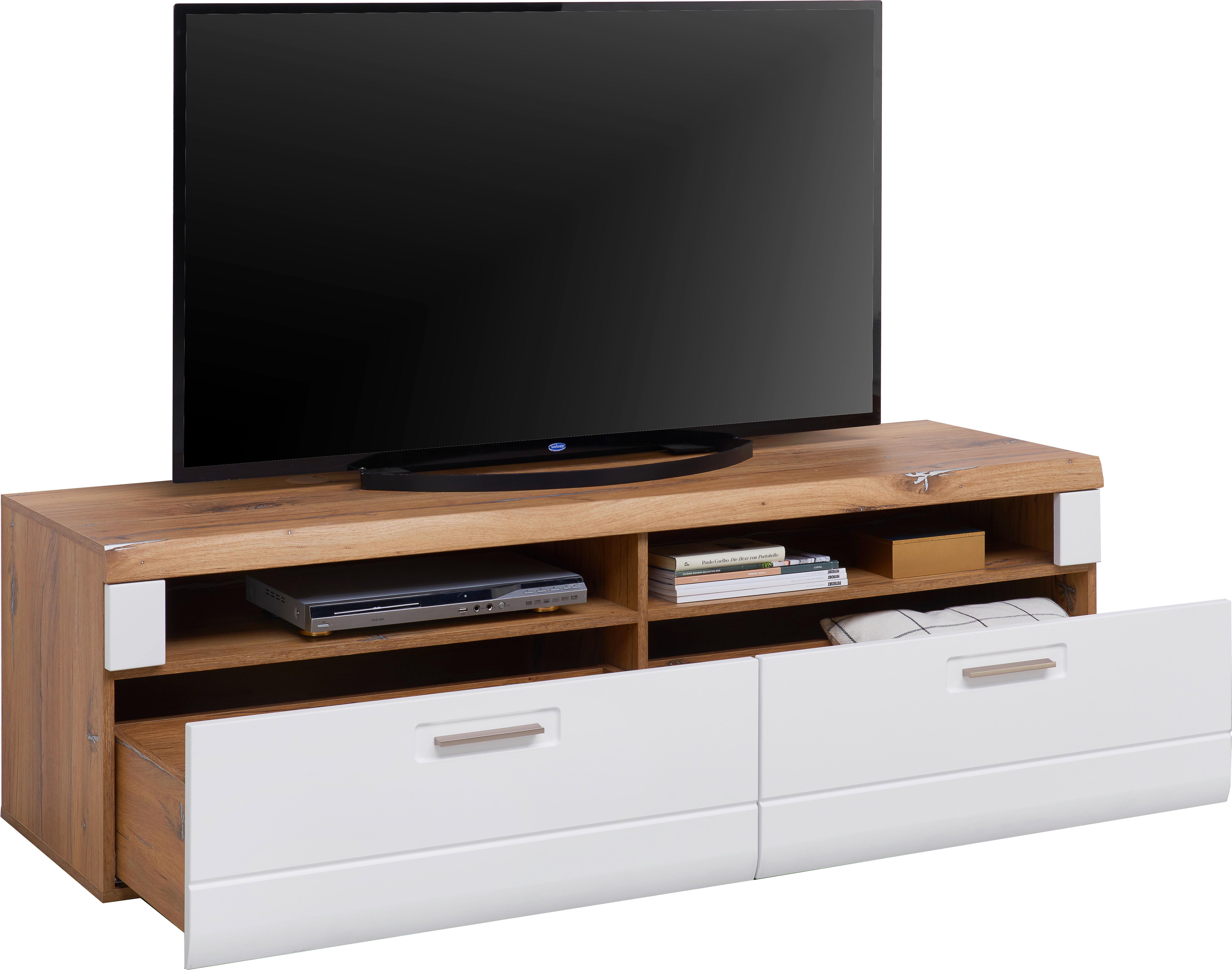 Tv Komoda Auris - bijela/boje hrasta, Moderno, drvni materijal/plastika (163/50/50cm) - Modern Living
