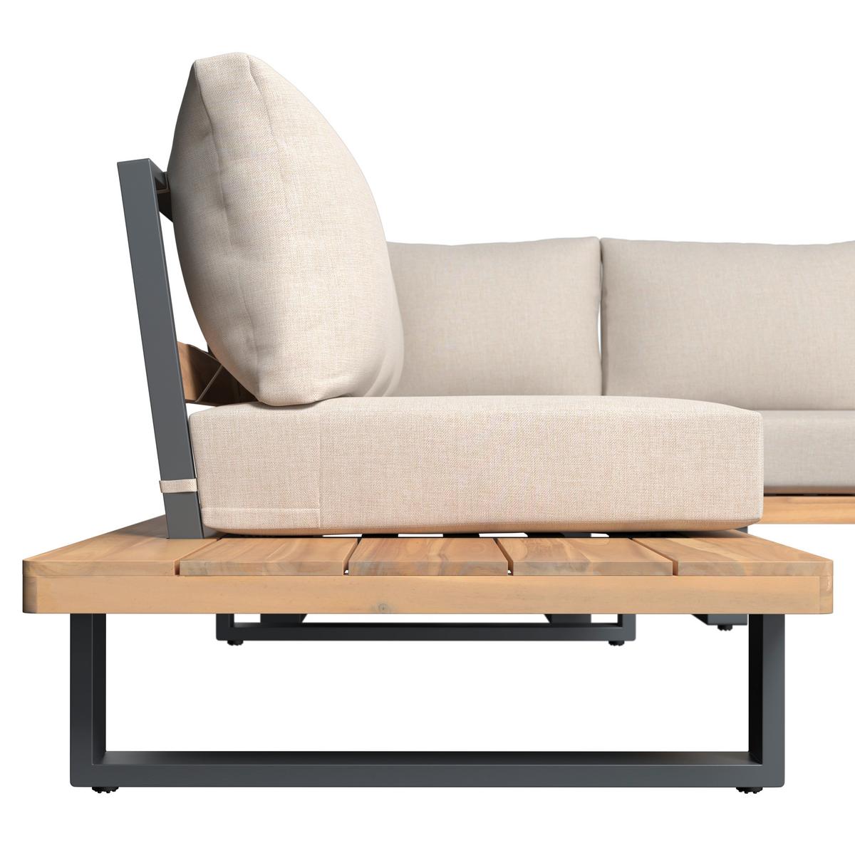 LOUNGEGARNITUR GABRIEL - Akaziefarben, Natur, Holz/Metall (173/73/82cm) - Mömax