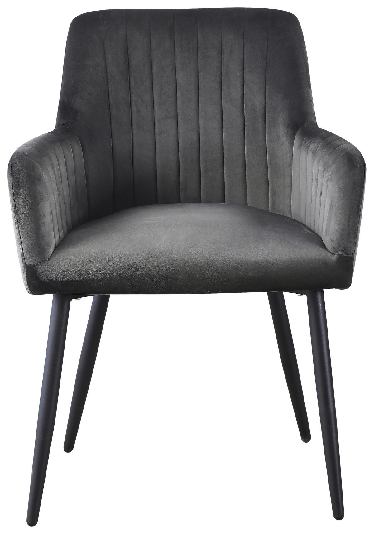 KRZESŁO Z PODŁOKIETNIKAMI KARIN - czarny/szary, Modern, metal/drewno (63/85/63cm) - MID.YOU