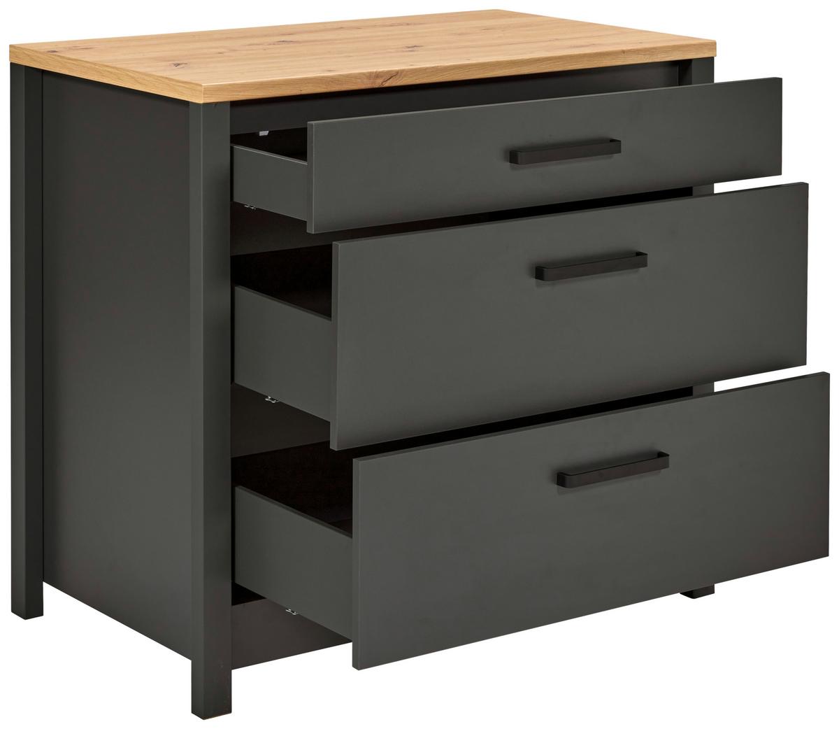 Küchenunterschrank Venet, Anthrazit/Artisan Eiche - Anthrazit/Schwarz, ROMANTIK / LANDHAUS, Holzwerkstoff/Metall (100/92/60cm) - Mömax