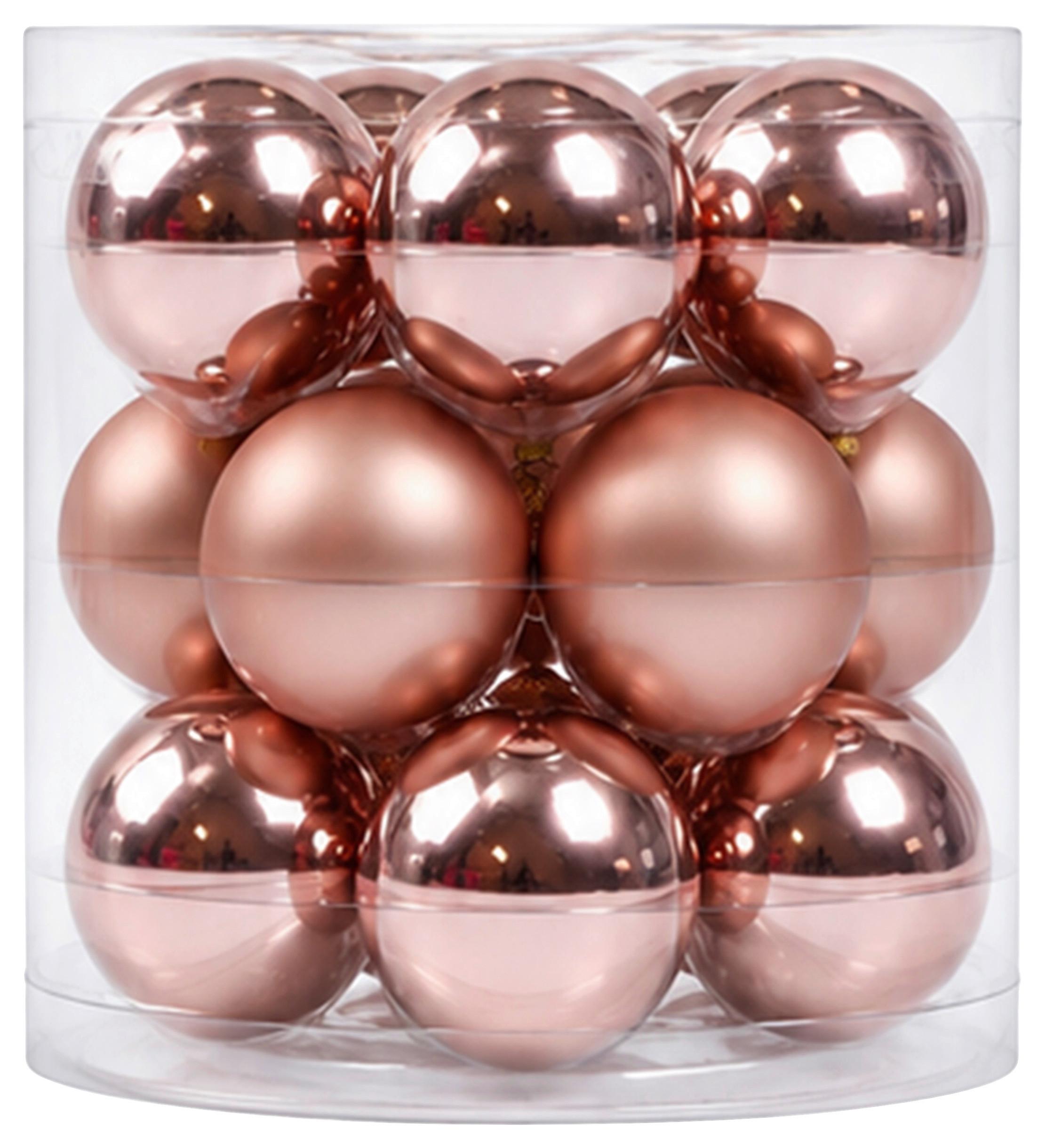 Christbaumkugel Noel Altrosa, 15-teilig - Altrosa, Glas (6cm) - Mömax