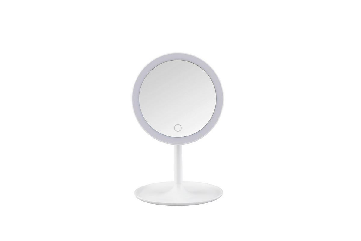 Schminkspiegel Liara Weiß mit LED - Weiß, MODERN, Glas/Kunststoff (18/28,5cm) - Mömax