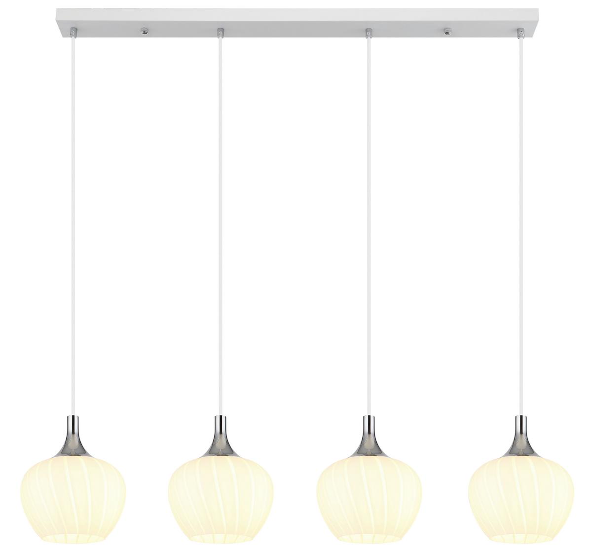 Hängeleuchte Maxy Weiß/Chromfarben max. 40 Watt - Chromfarben/Weiss, Konventionell, Glas/Metall (100/18/120cm) - Globo