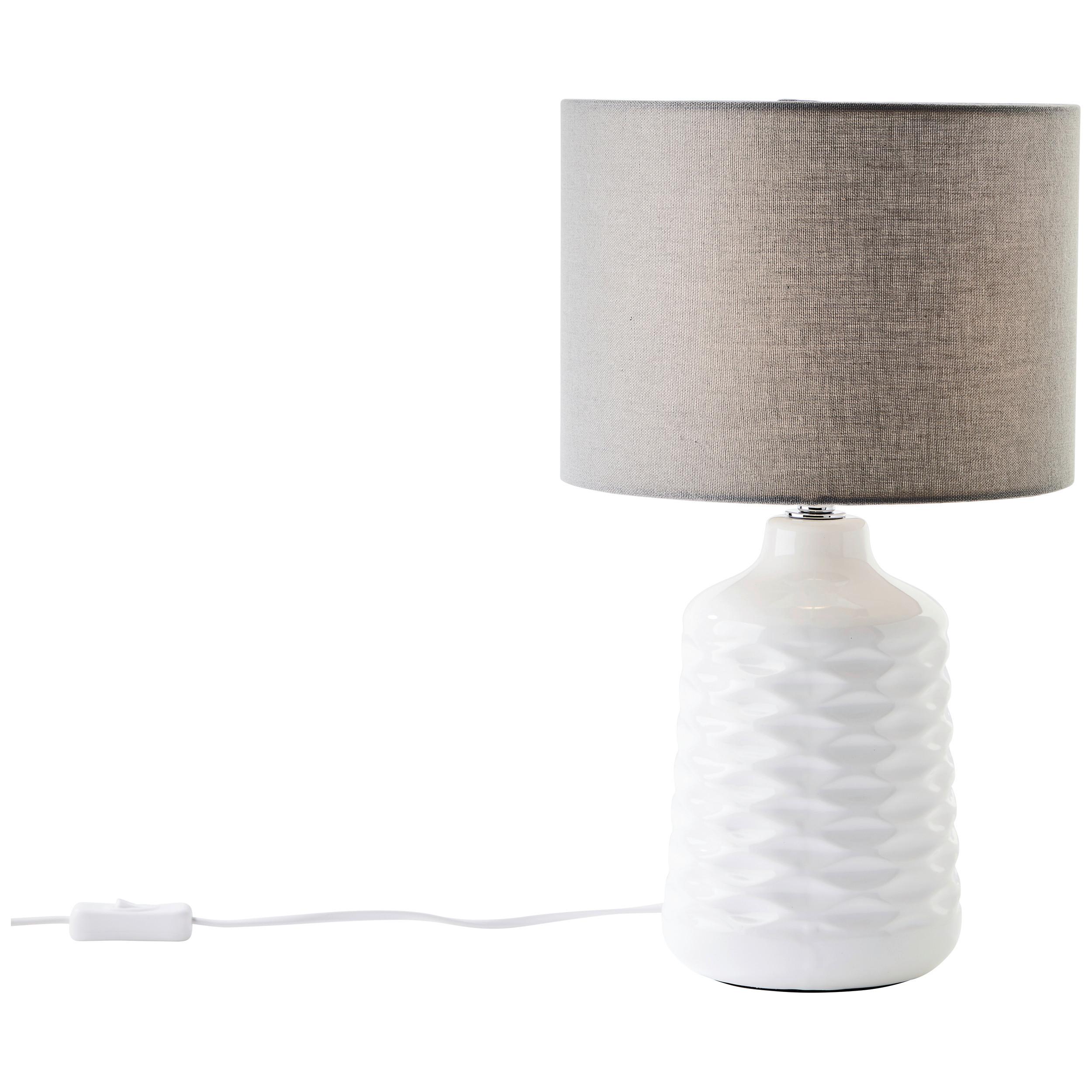 Tischleuchte Ilysa Grau/Weiß max. 40 Watt - Weiß/Grau, Design, Keramik/Textil (25/42cm) - Brilliant