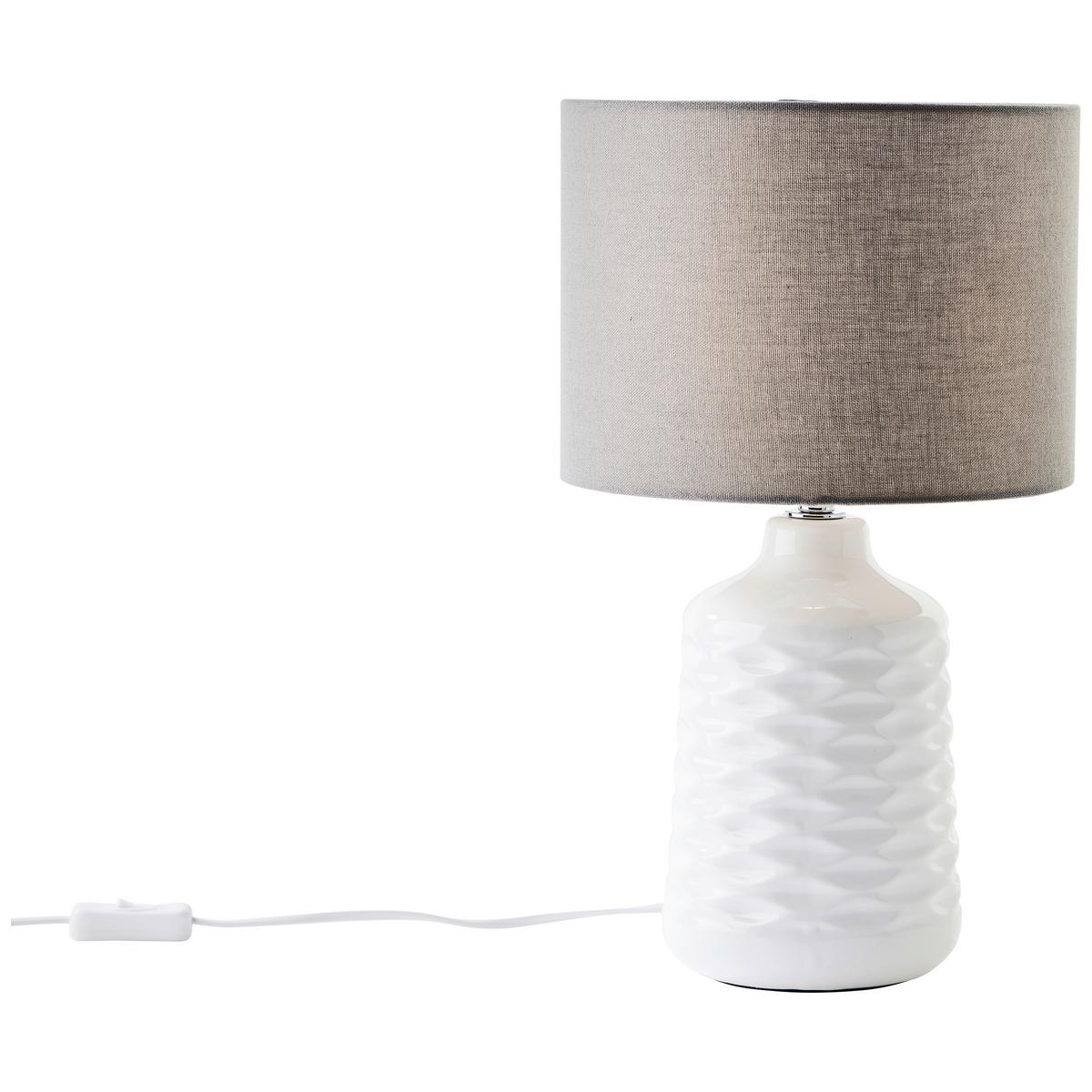 Tischleuchte Ilysa Grau/Weiß max. 40 Watt - Weiß/Grau, Design, Keramik/Textil (25/42cm) - Brilliant