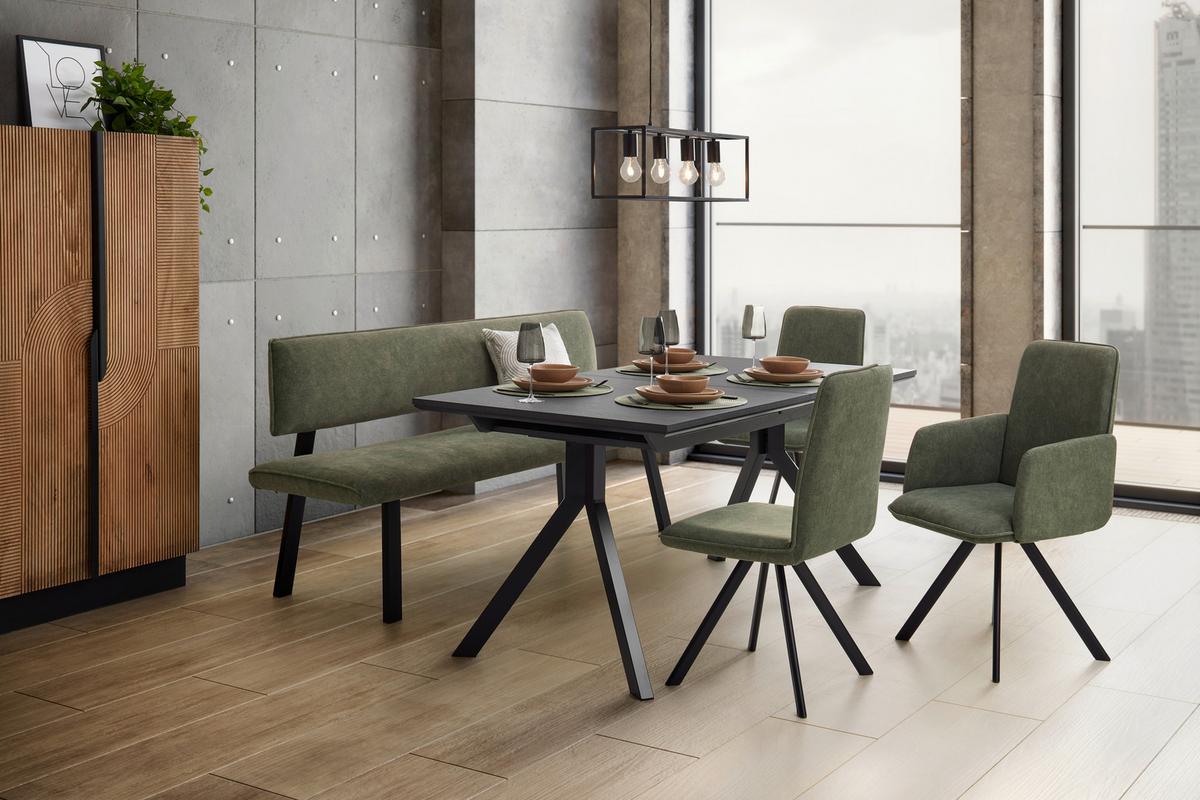 Sitzbank Mendosa 100 in Grün - Schwarz/Grün, Basics, Textil/Metall (170/87/60cm) - Premium Living