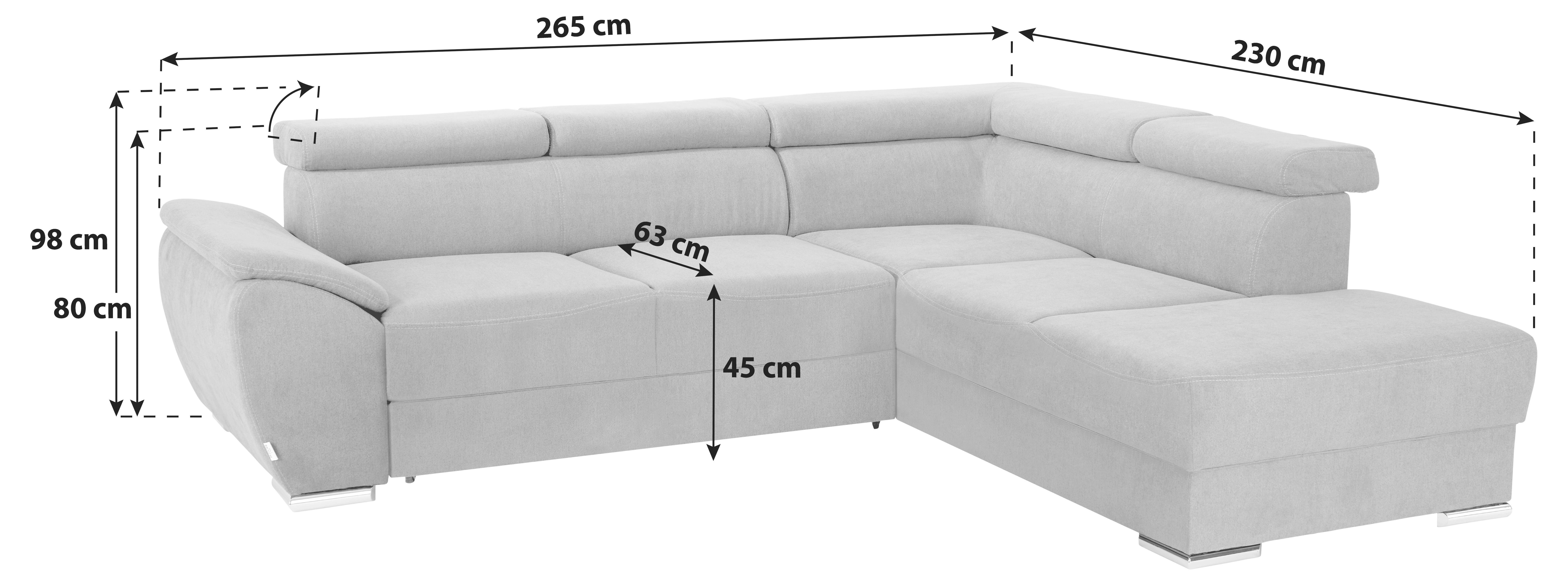 Sjedeća Garnitura Cuba - plavkastosiva/boje kroma, Modern, tekstil/plastika (265/230cm) - Modern Living