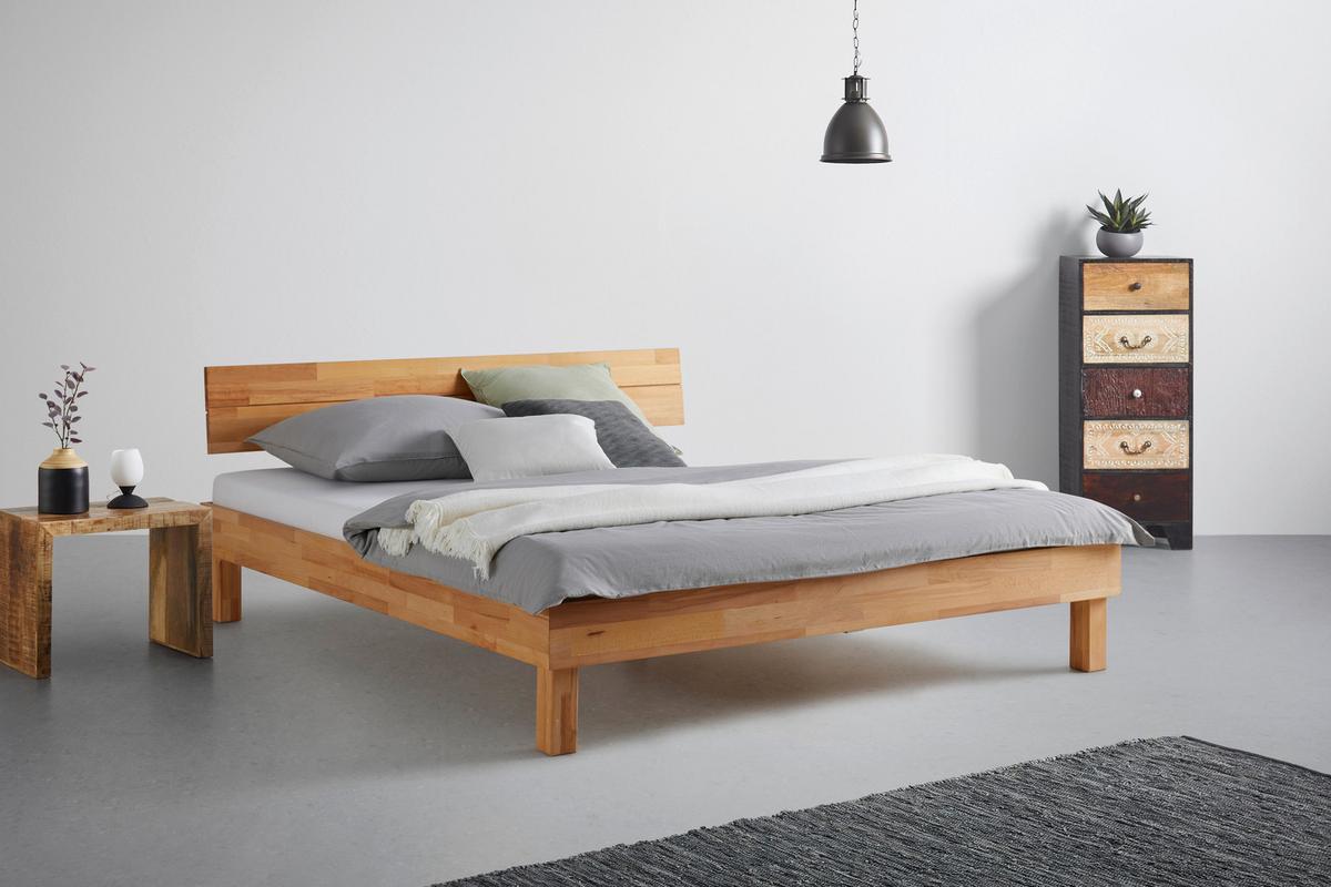 Bett aus Massiv Holz ca. 160x200cm - Naturfarben, KONVENTIONELL, Holz (160/200cm) - ecoTree