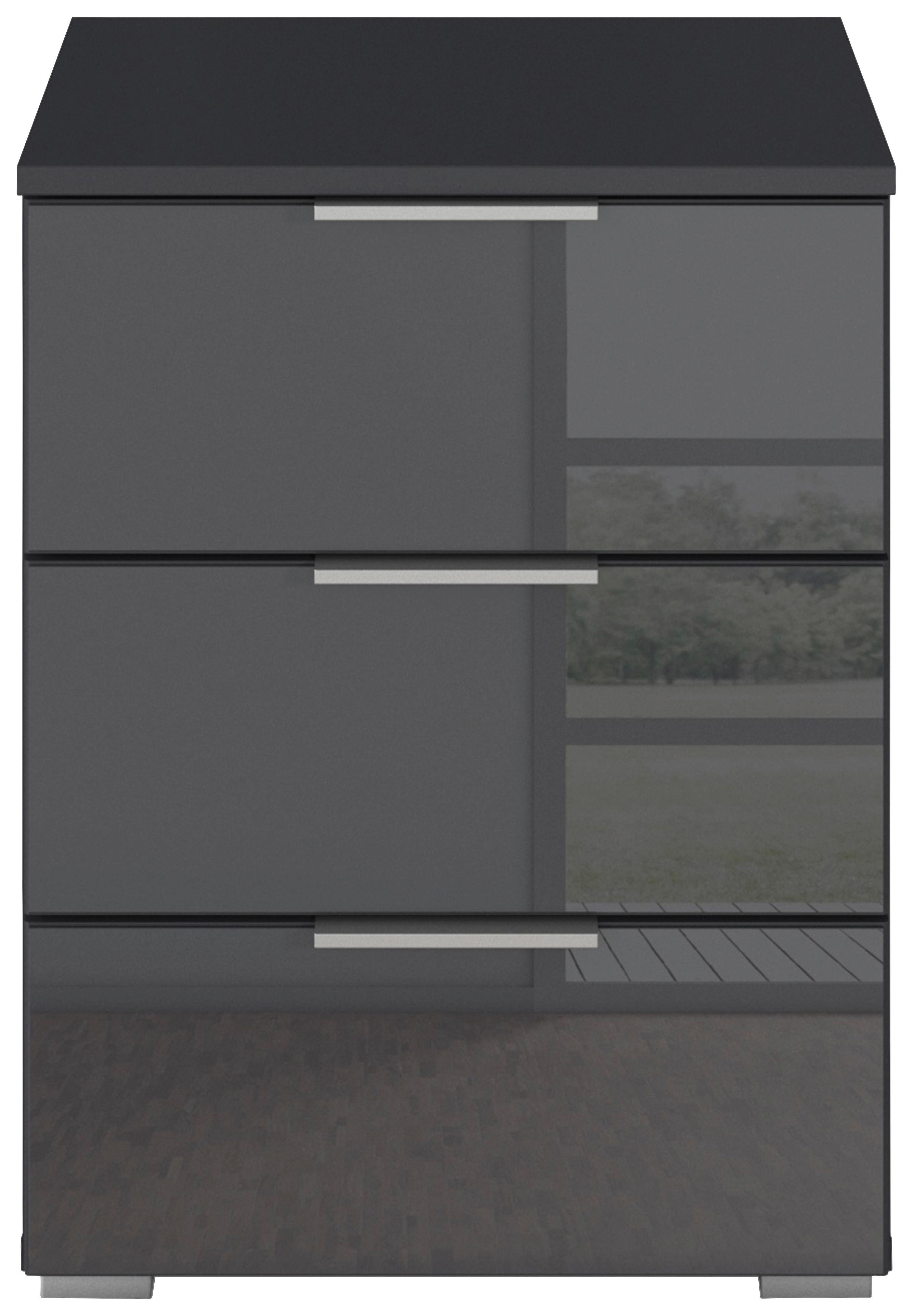 Nachtkästchen Mars 3L-Glas Grau - Alufarben/Grau, KONVENTIONELL, Glas/Holzwerkstoff (47/62/42cm) - Mömax