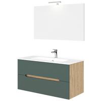 Fürdőszoba Szett Iris - natúr színű/fehér, Design, faalapú anyag/kerámia (100/47/53cm)
