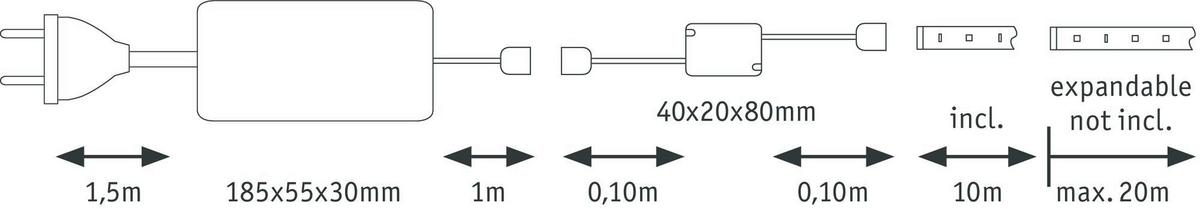 LED-Strip MaxLED Basic Set Silberfarben max. 47 Watt - Silberfarben, Basics, Kunststoff (1000cm) - Paulmann