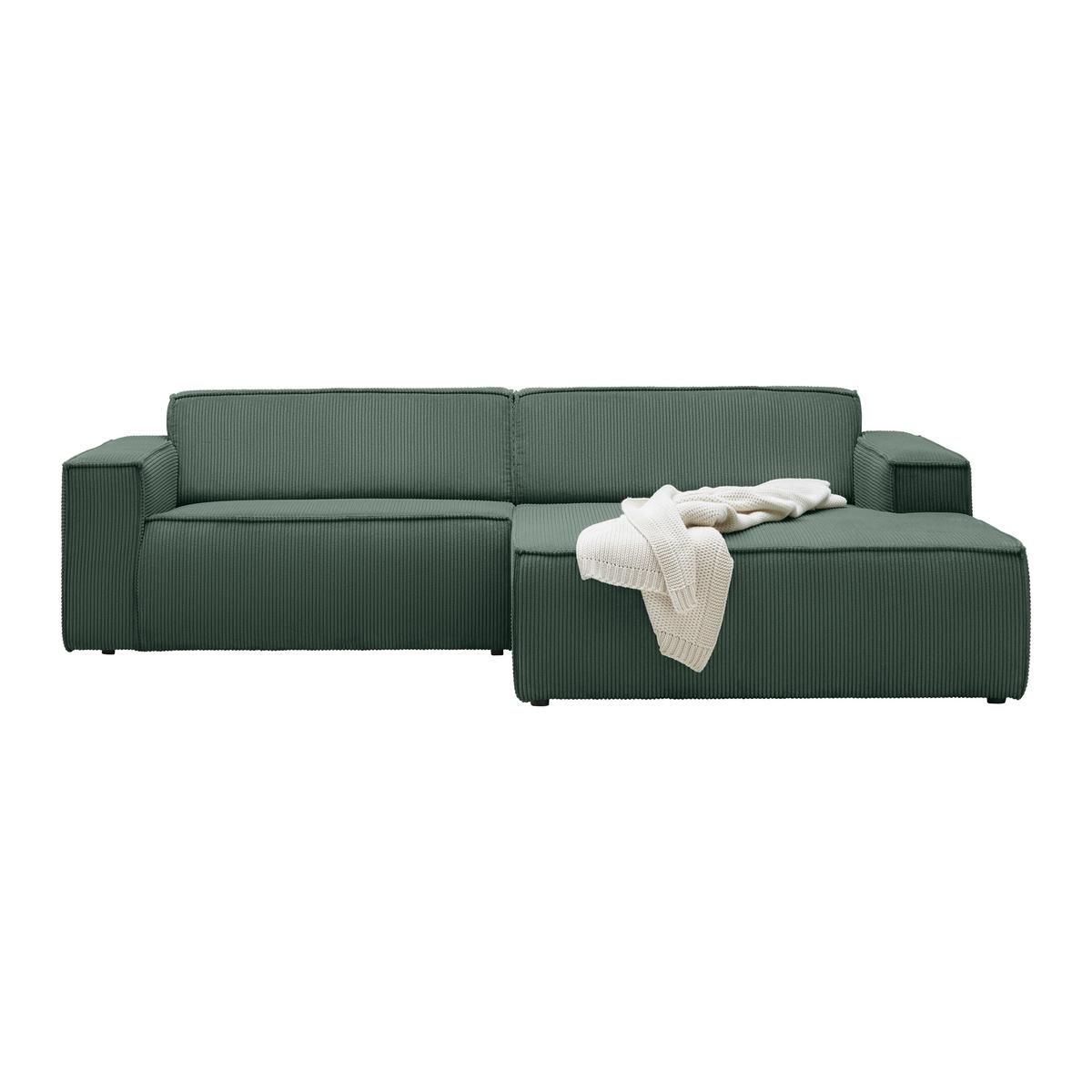 Wohnlandschaft Loft in Dunkelgrün - Dunkelgrün/Schwarz, MODERN, Kunststoff/Textil (265/75/172cm) - Based