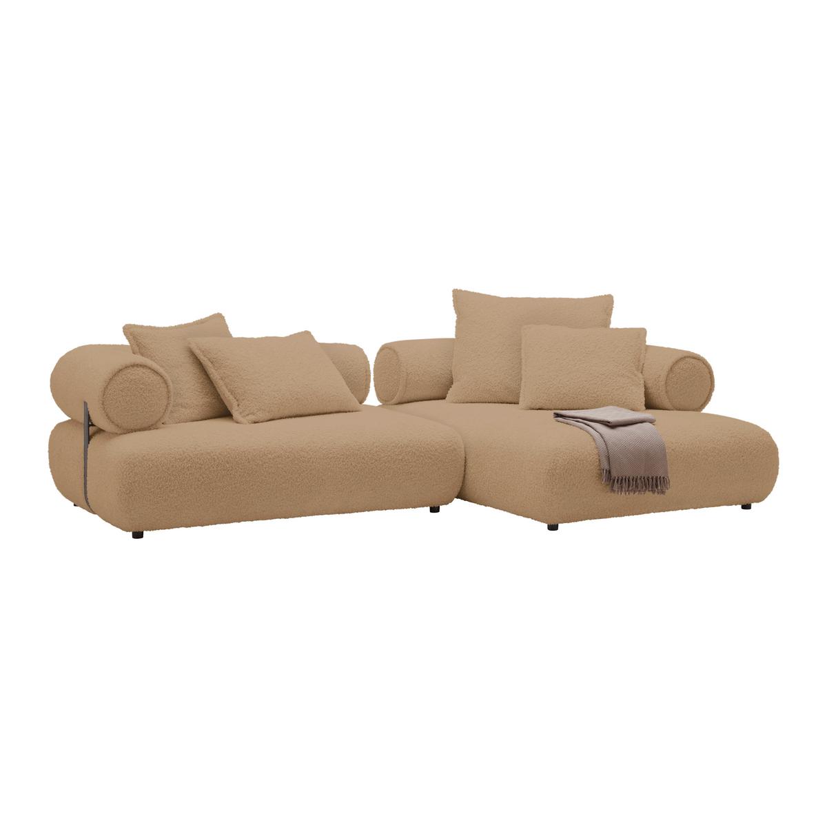 Wohnlandschaft Casimir Beige - Beige/Schwarz, LIFESTYLE, Kunststoff/Textil (310/180cm) - Premium Living