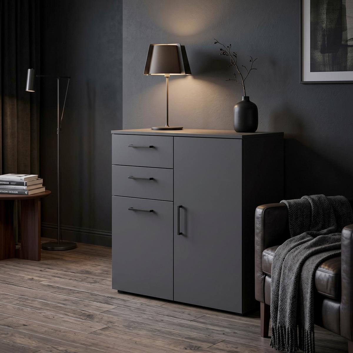 Komoda Multi - boje grafita/crna, Moderno, drvni materijal/plastika (80/83/40cm) - Modern Living