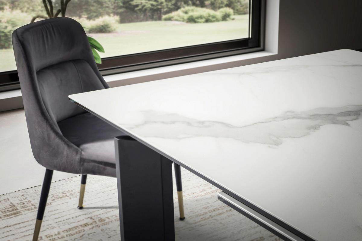 Raztegljiva Jedilna Miza Marble, Keramika, 180-240x95cm - črna/bela, Design, kovina/keramika (180/95/77cm) - MID.YOU
