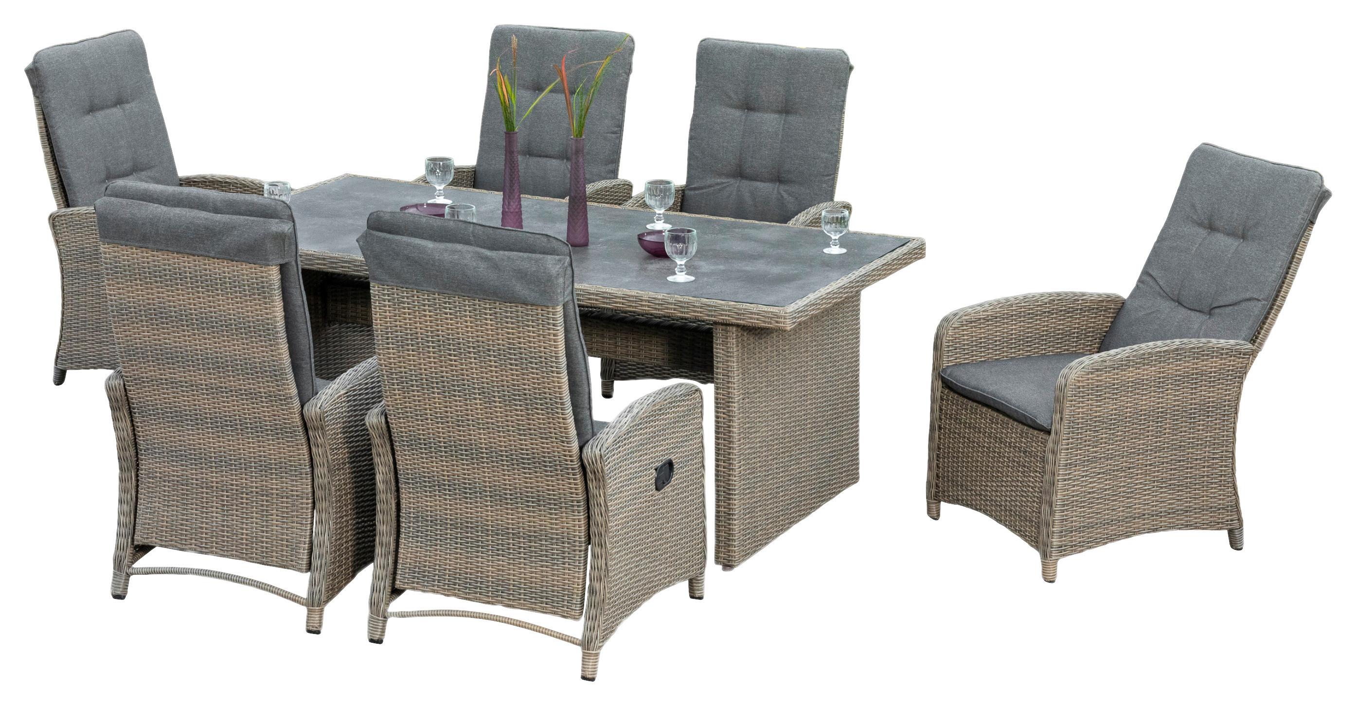 GARTENSET ATRANI - Grau, MODERN, Kunststoff/Textil - Gardenson