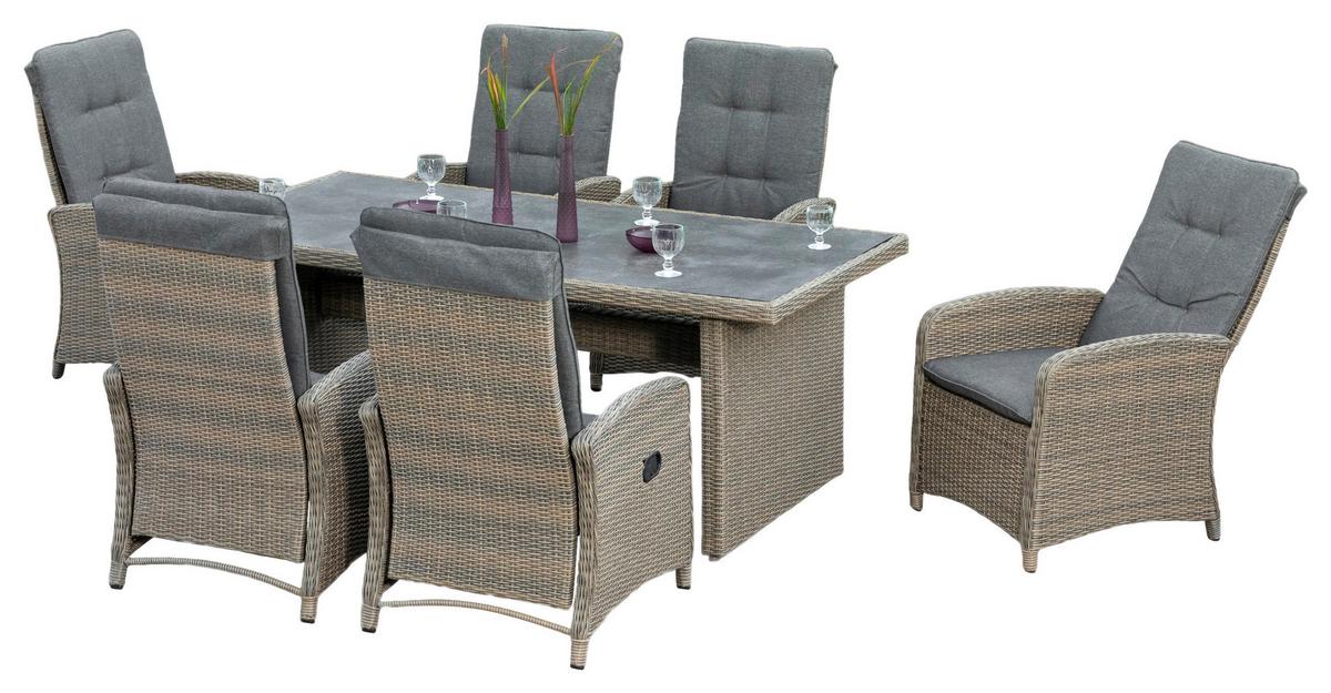 GARTENSET ATRANI - Grau, MODERN, Kunststoff/Textil - Gardenson