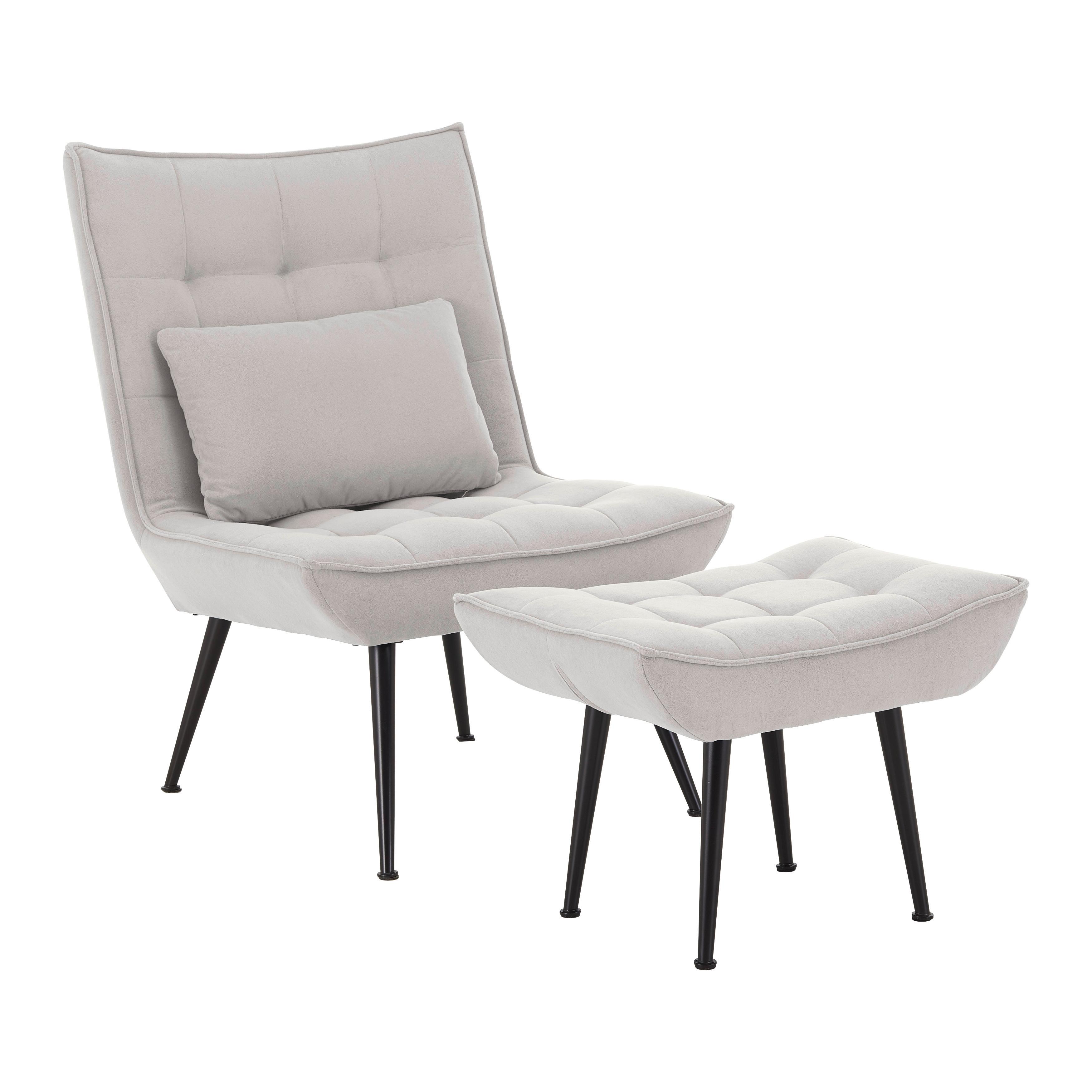 Scaun de relaxare TOMA - gri deschis, Modern, lemn/metal (68/95/66cm) - Bessagi Home