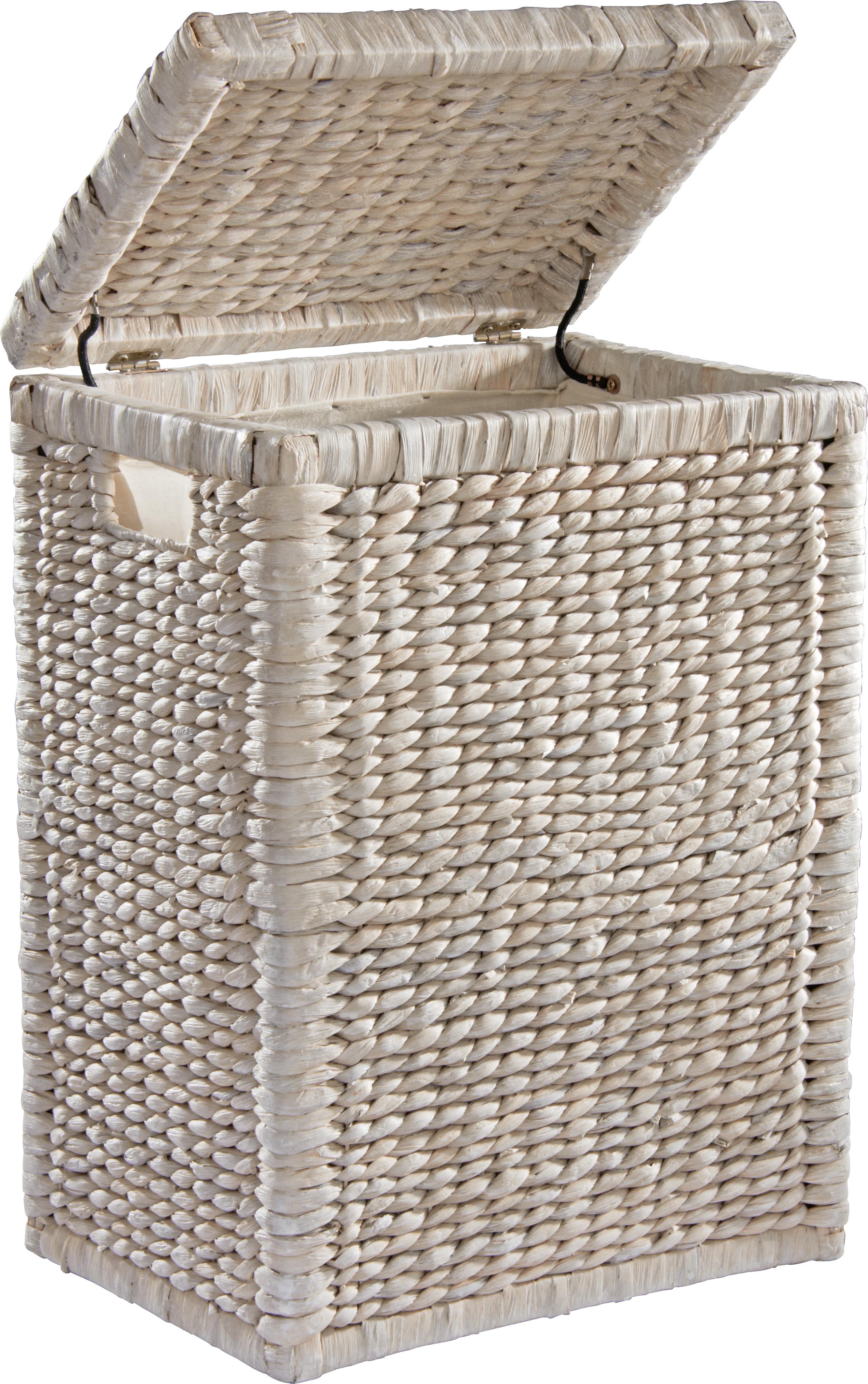 Wäschekorb TOBI I - Weiß, ROMANTIK / LANDHAUS, Naturmaterialien/Holz (36/50/26cm) - Zandiara