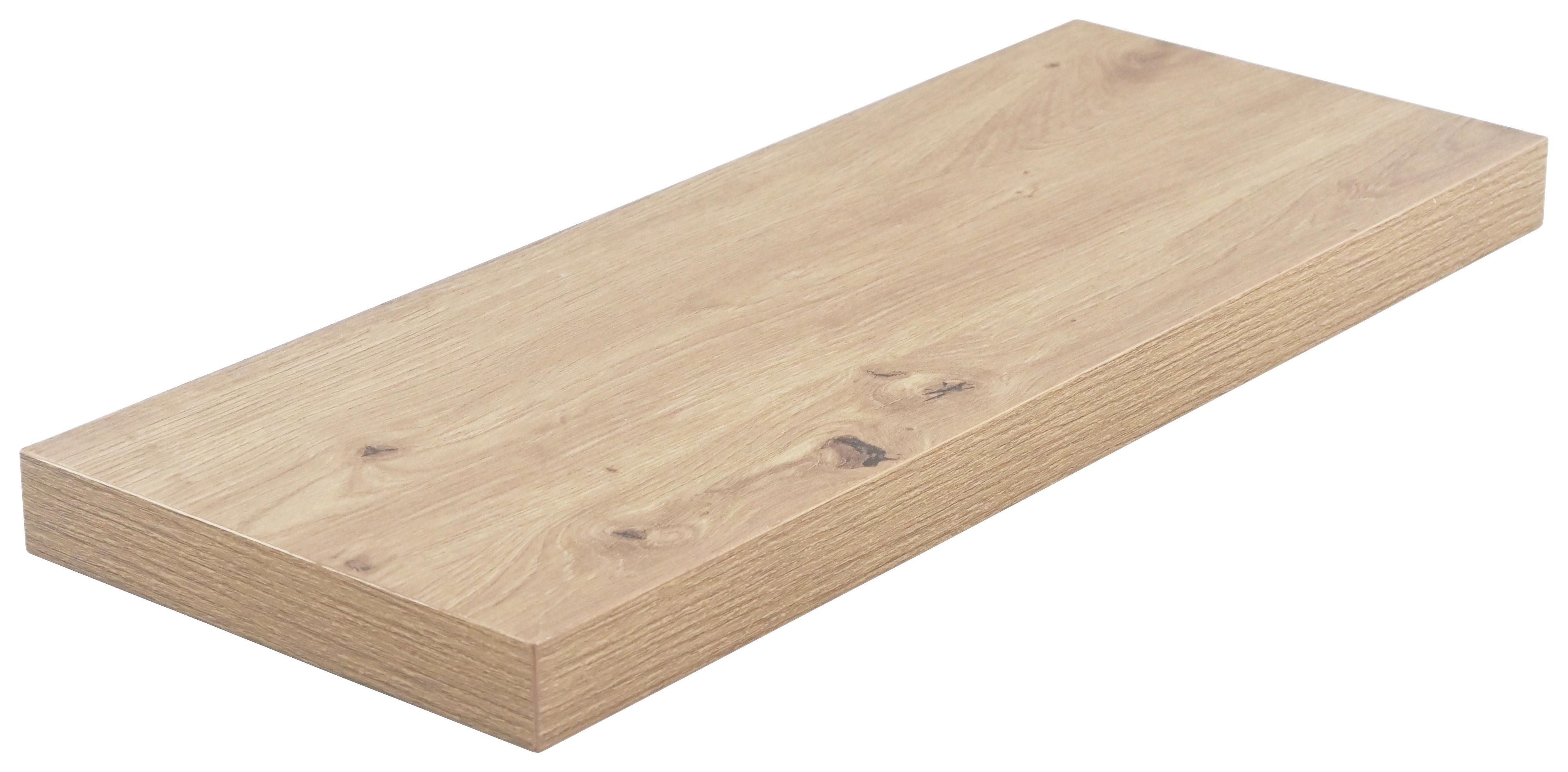 PÓŁKA ŚCIENNA SIMPLE - kolor dębowy, Basics, materiał drewnopochodny (60/3,8/23,5cm) - Boxxx