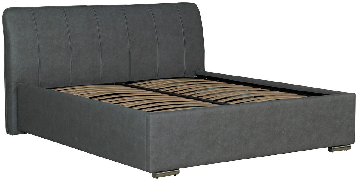 Tapecirani Krevet France Storage - siva/boje kroma, Basics, drvo/metal (180/200cm) - Modern Living