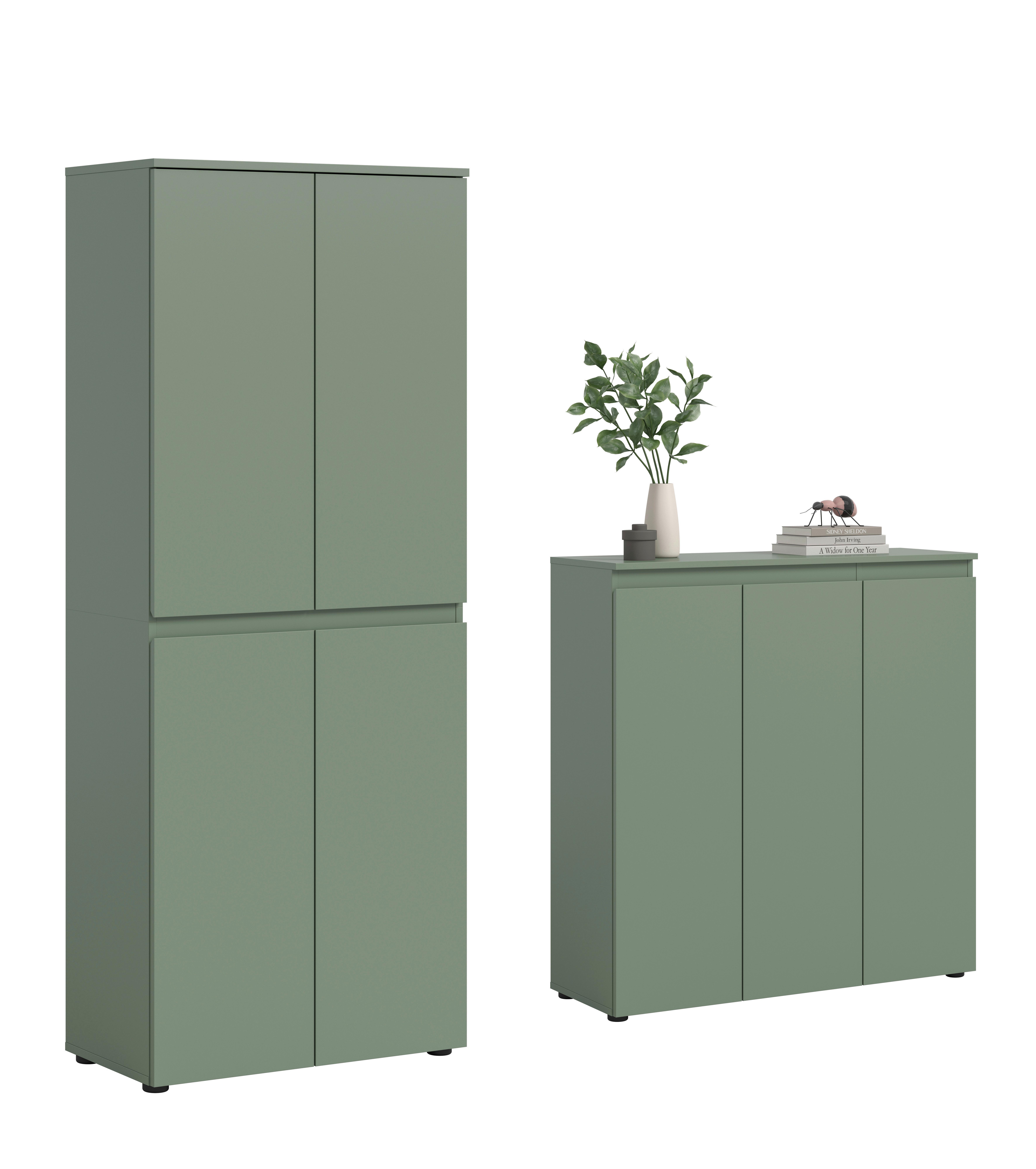 Garderobenschrank Scarpa Graugrün - Schwarz/Graugrün, Design, Holzwerkstoff/Kunststoff (190/175/37cm) - Livetastic