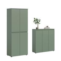Garderobenschrank Scarpa Graugrün - Schwarz/Graugrün, Design, Holzwerkstoff/Kunststoff (190/175/37cm) - Livetastic