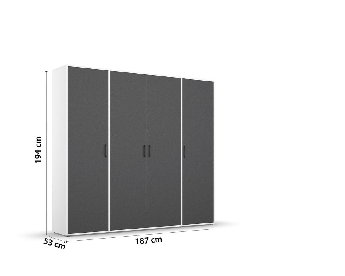 DULAP  USI ROTATIVE VOYAGER - alb/gri, Modern, material pe bază de lemn (187/194/53cm) - Modern Living