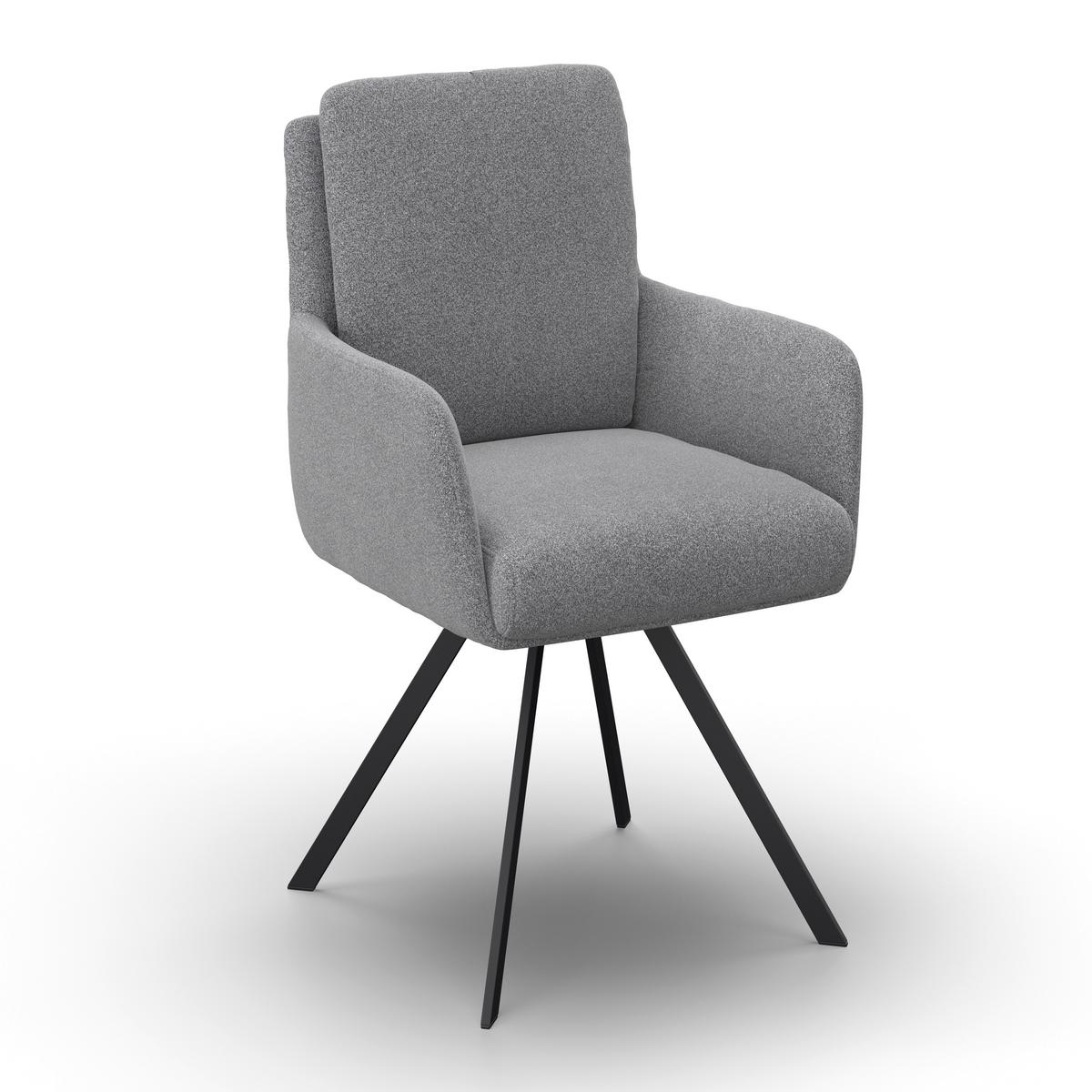 Armlehnstuhl Marie Grau Webstoff Drehbar Gepolstert - Schwarz/Grau, MODERN, Holz/Textil (60/95,5/65cm) - Bessagi Home