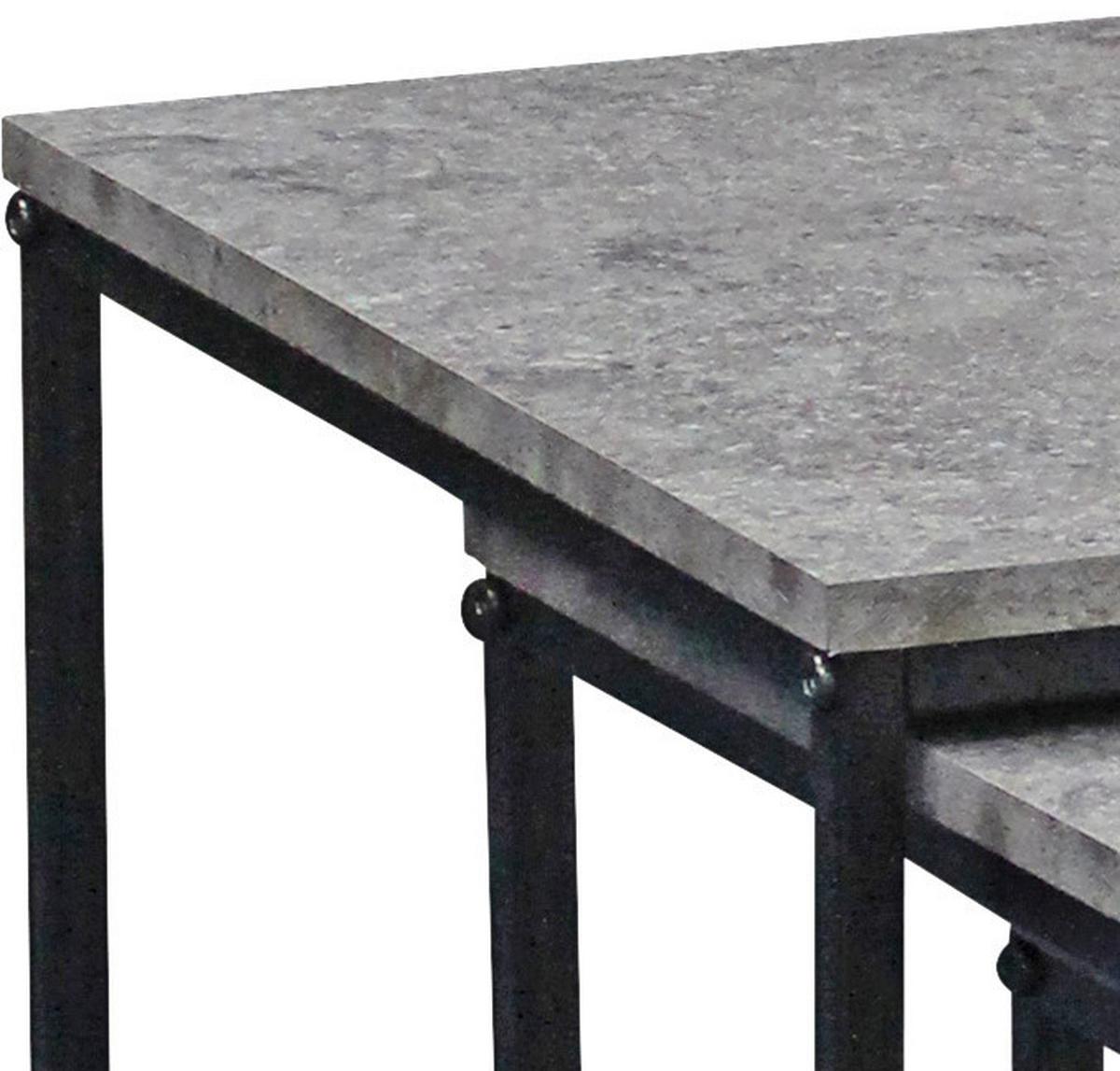 Set mese auxiliare Rock - negru/gri, Modern, hârtie/metal (40-35-30/42-39-36/40-35-30cm) - Modern Living