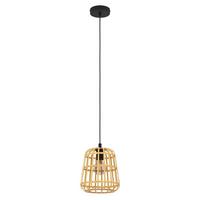 Hängeleuchte 390152_montezuelo - Schwarz/Naturfarben, Design, Holz/Metall (24/150cm) - Eglo