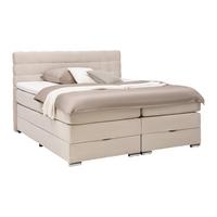 Boxspringbett London Creme ca. 160x200cm - Chromfarben/Creme, MODERN, Holz/Holzwerkstoff (160/200cm) - Premium Living