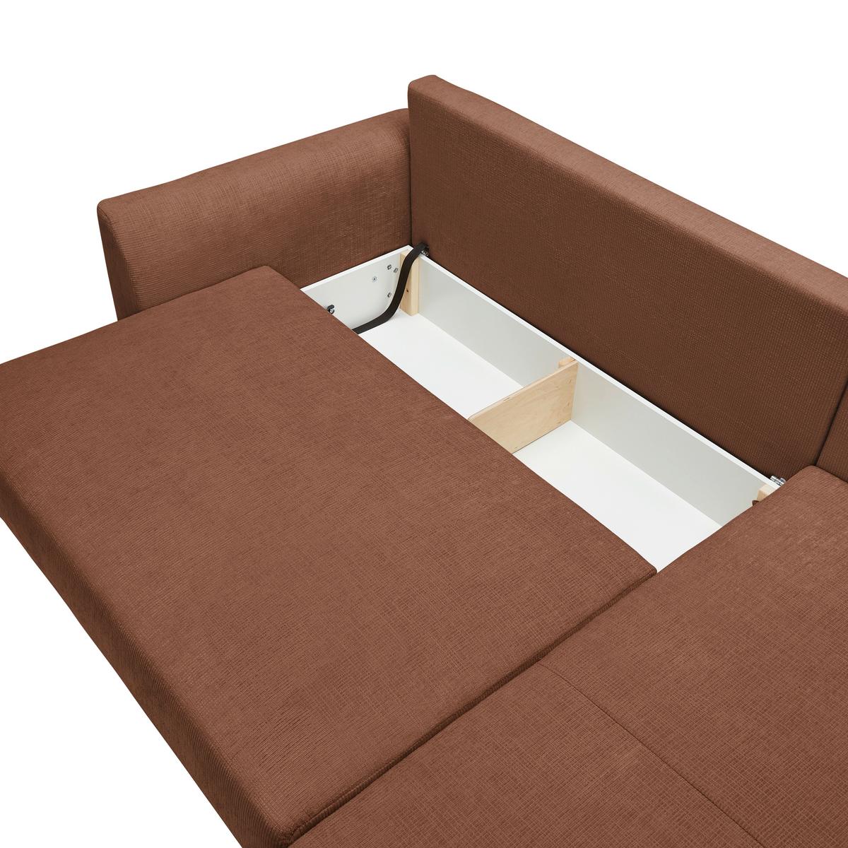 Ecksofa Integra Terracotta - Terracotta/Schwarz, Textil/Metall (294/81-93/170cm) - Mömax