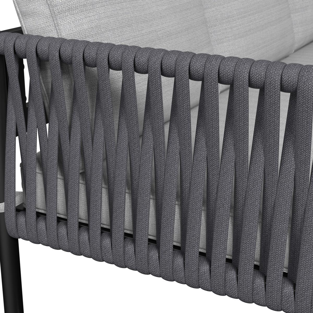 Dining-Loungeset Polly Hellgrau Outdoorstoff/Metall - Dunkelgrau/Hellgrau, MODERN, Kunststoff/Textil - Bessagi Garden