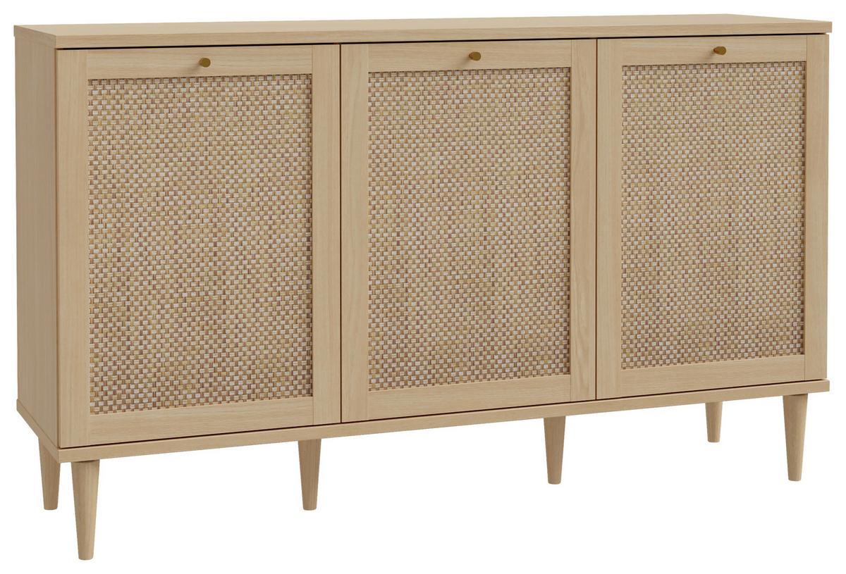 Komoda Calasetta - boje hrasta/zlatne boje, Natur, drvni materijal/metal (149,8/89,8/41,4cm) - Premium Living