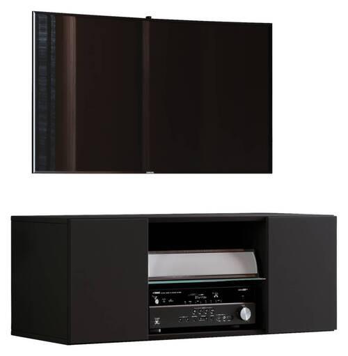 Lowboard Jusa ca. 95x40x36 cm Schwarz - Schwarz/Alufarben, MODERN, Glas/Holzwerkstoff (95/40/36cm) - MID.YOU