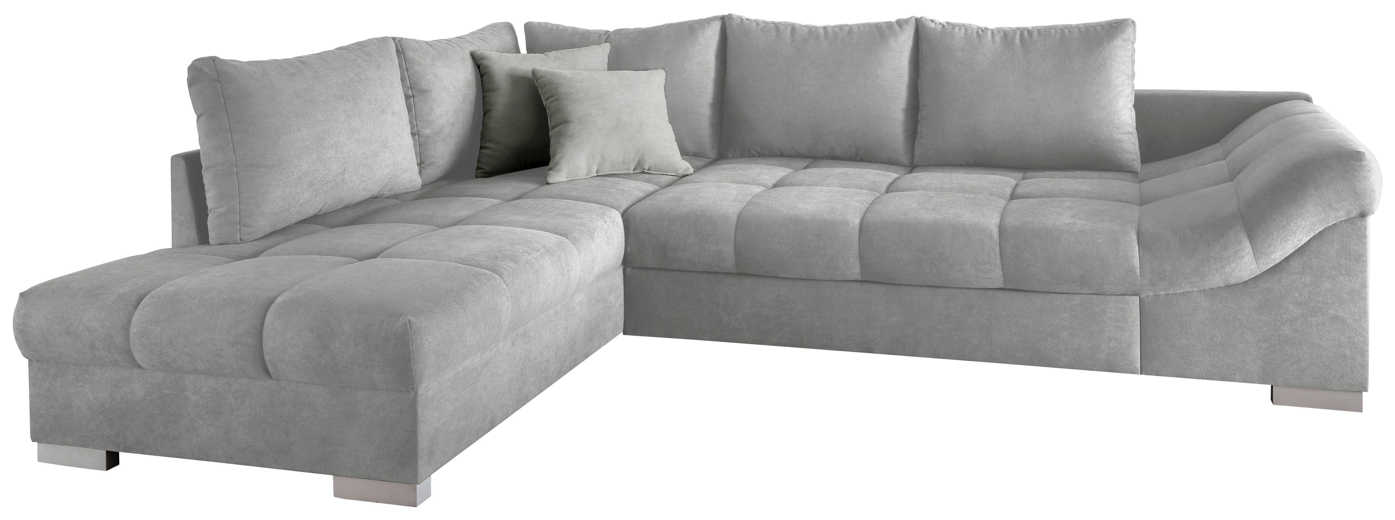 Wohnlandschaft Alvito Hellgrau Nylon/Mikrofaser - Silberfarben/Hellgrau, Design, Holz/Textil (202/298cm) - MID.YOU
