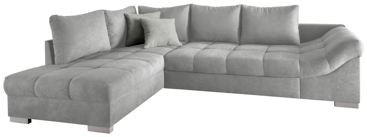 Wohnlandschaft Alvito Hellgrau Nylon/Mikrofaser - Silberfarben/Hellgrau, Design, Holz/Textil (202/298cm) - MID.YOU
