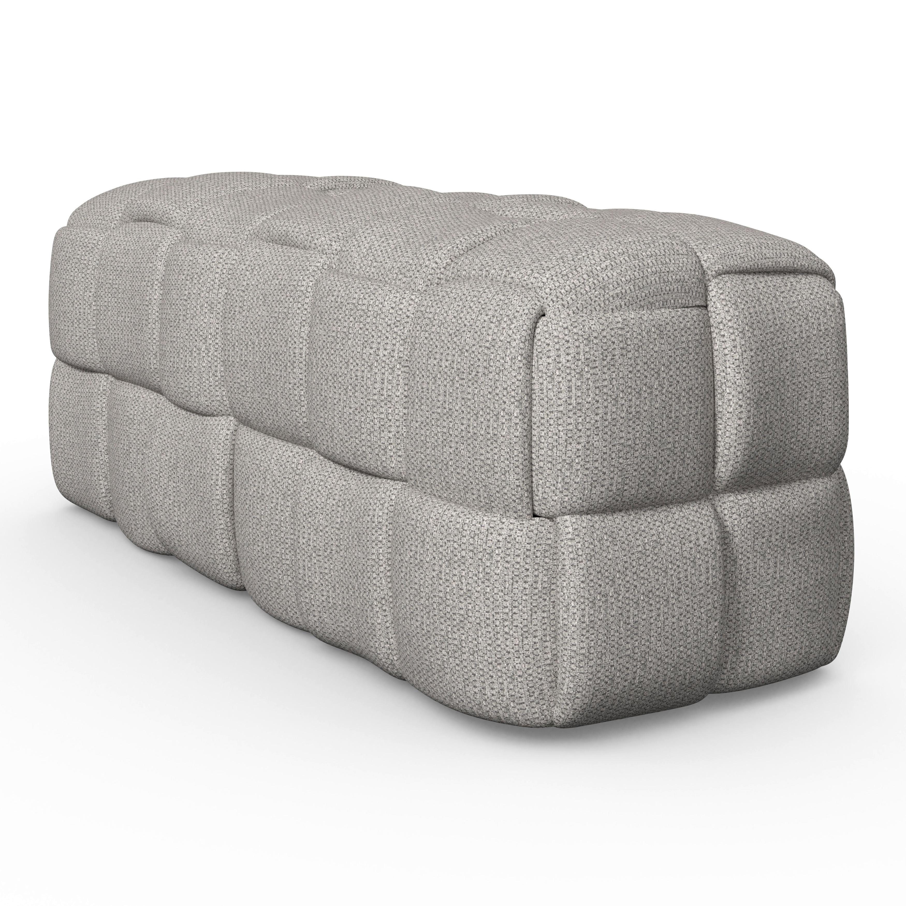 Bettbank Ella Bouclé Grau - Schwarz/Grau, MODERN, Holz/Kunststoff (110/45/45cm) - Bessagi Home