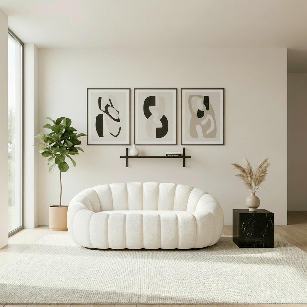 Dvosed Lena, Bela - bela, Moderno, tekstil/les (148/62/92cm) - Bessagi Home