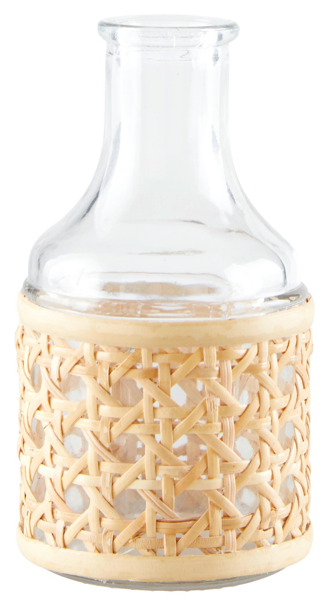 Dekoflasche Wien in Klar/Naturfarben - Klar/Naturfarben, Basics, Glas/Naturmaterialien (7/13cm) - Modern Living