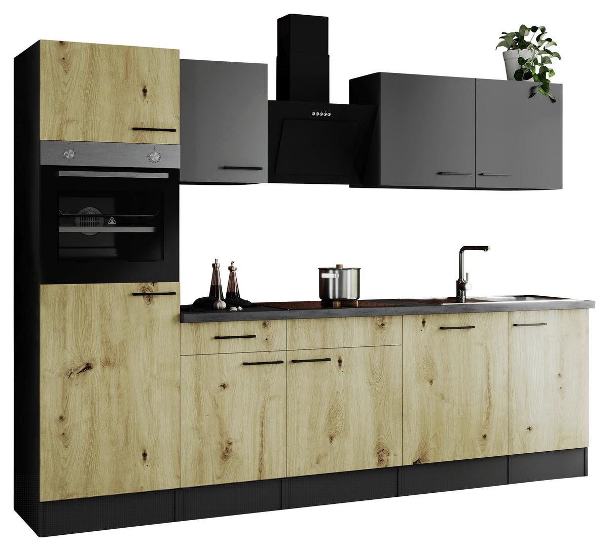 Kuhinjski Blok Z Aparati Oliver, 280cm - siva/črna, Design, kovina/leseni material (280cm) - Respekta