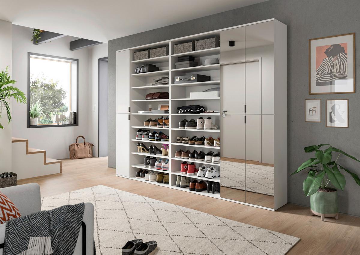 GARDEROBE PROJEKT X - Weiss Hochglanz/Weiss, Design, Holzwerkstoff (251/193/34cm) - Livetastic