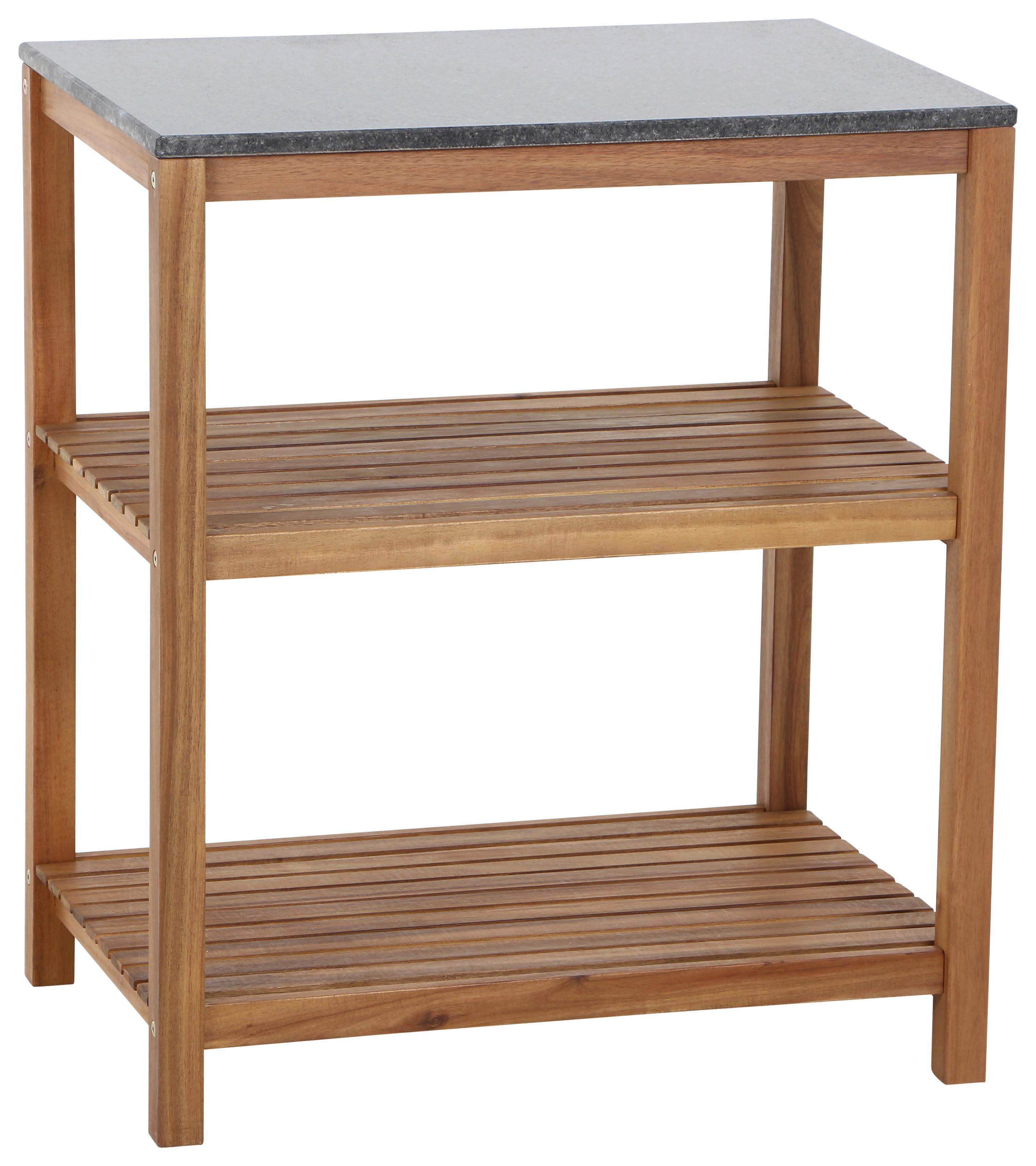 OUTDOORKÜCHE L19598 - Schwarz/Akaziefarben, MODERN, Holz/Stein (75/87/52cm) - Siena Garden