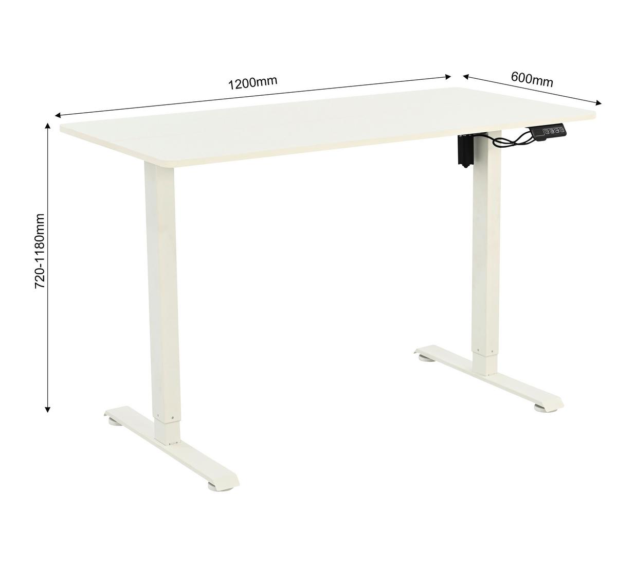 Schreibtisch Charlie Weiß ca. 120x60x72-118cm - Schwarz/Weiß, MODERN, Holzwerkstoff/Metall (120/60/72-118cm) - Mömax