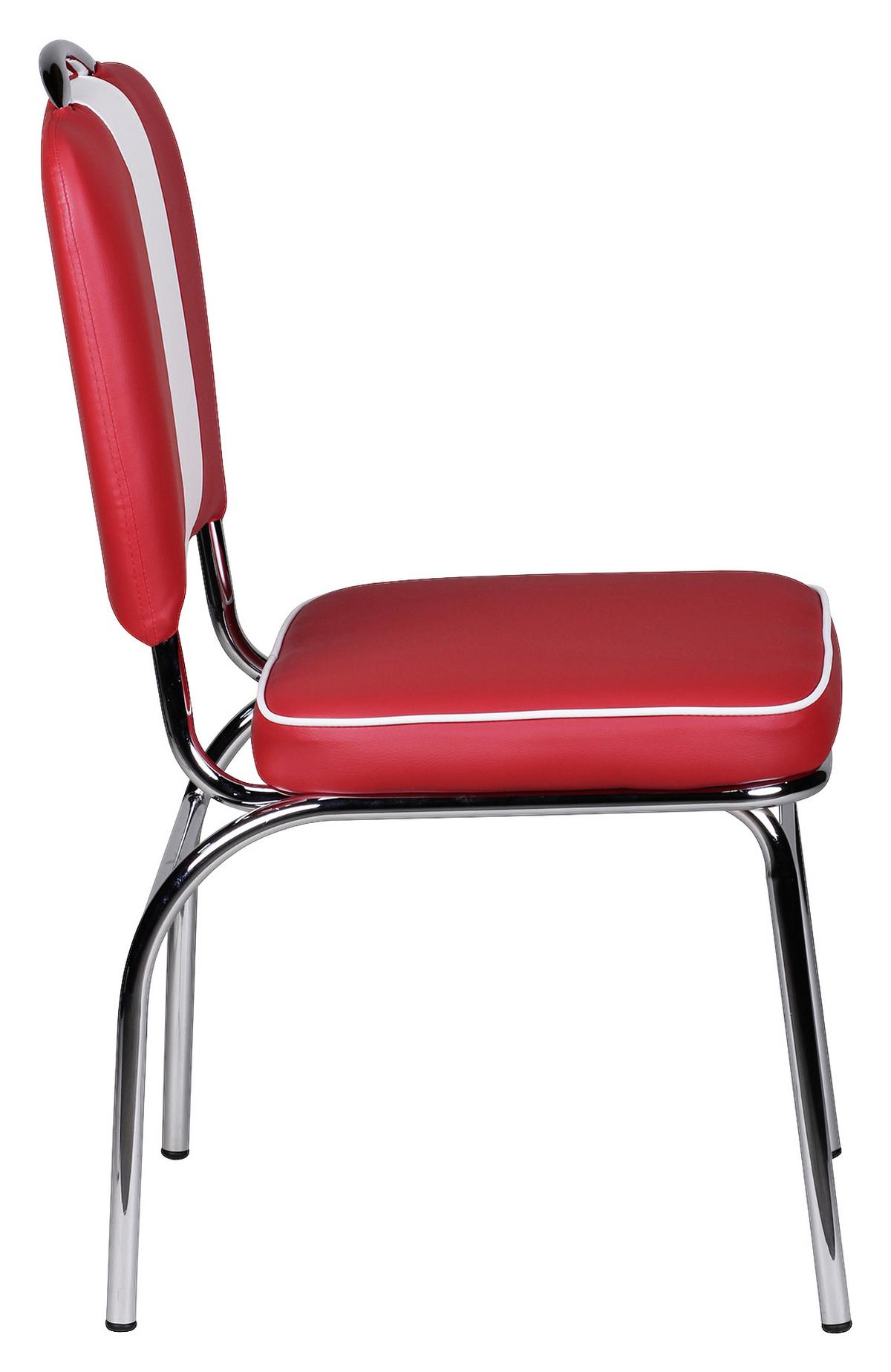 Stol Elivis - rdeča/srebrne barve, Moderno, kovina/umetna masa (47/90/45cm) - MID.YOU