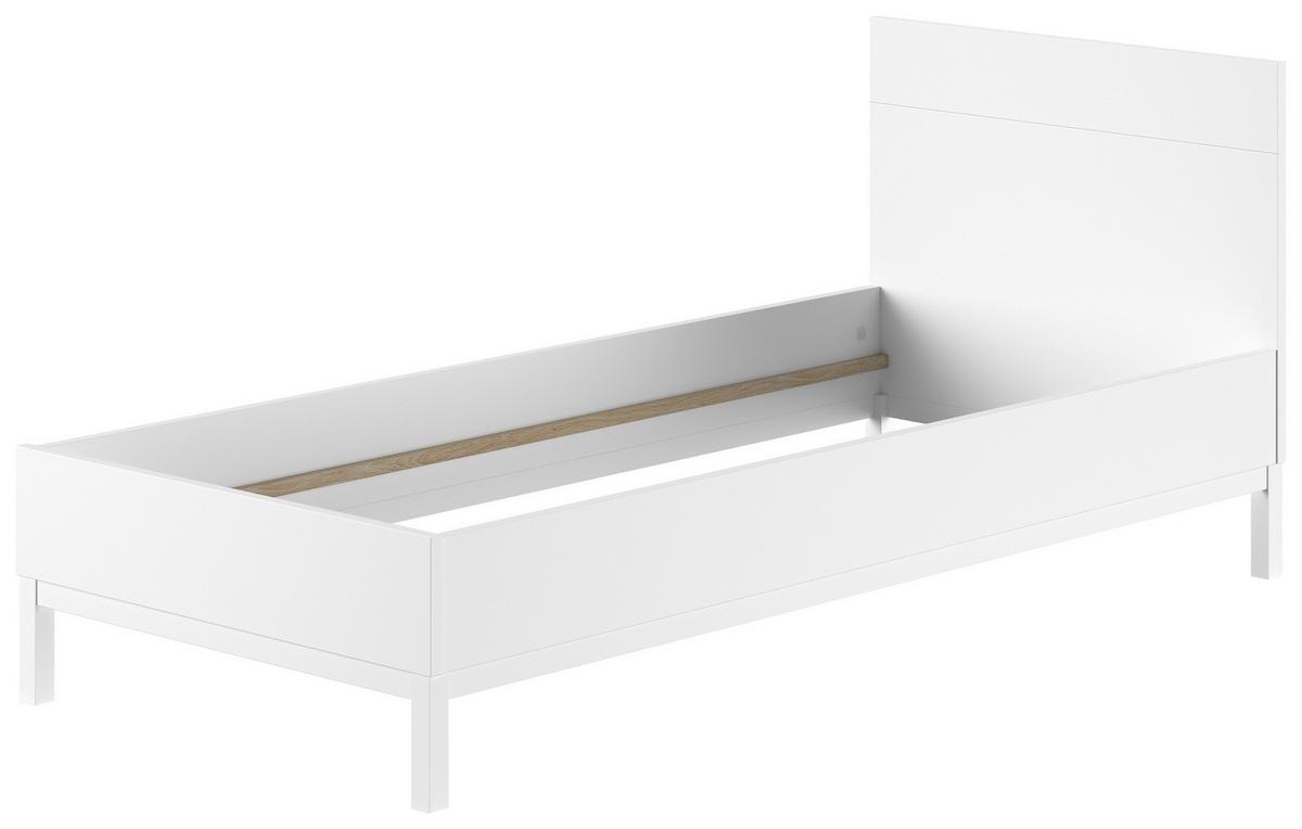Bett EVA Weiß ca. 90x200 cm teilmassiv - Weiß, MODERN, Holz/Holzwerkstoff (90/200cm) - Vipack