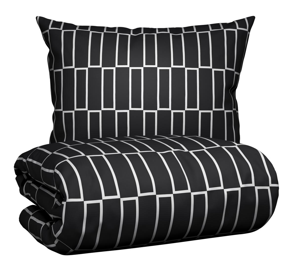 Posteljnina Brigg, Več Barv, 2x60/80, 200/200 - rjavosiva/črna, tekstil (200/200cm) - Modern Living
